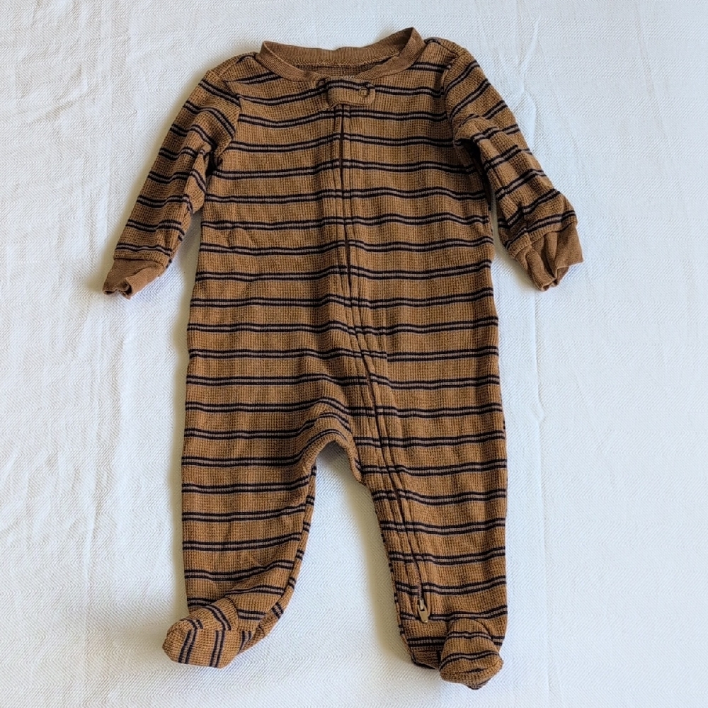 simple joys 2-way zipper thermal waffle knit footie sleeper pajamas 3-6 months